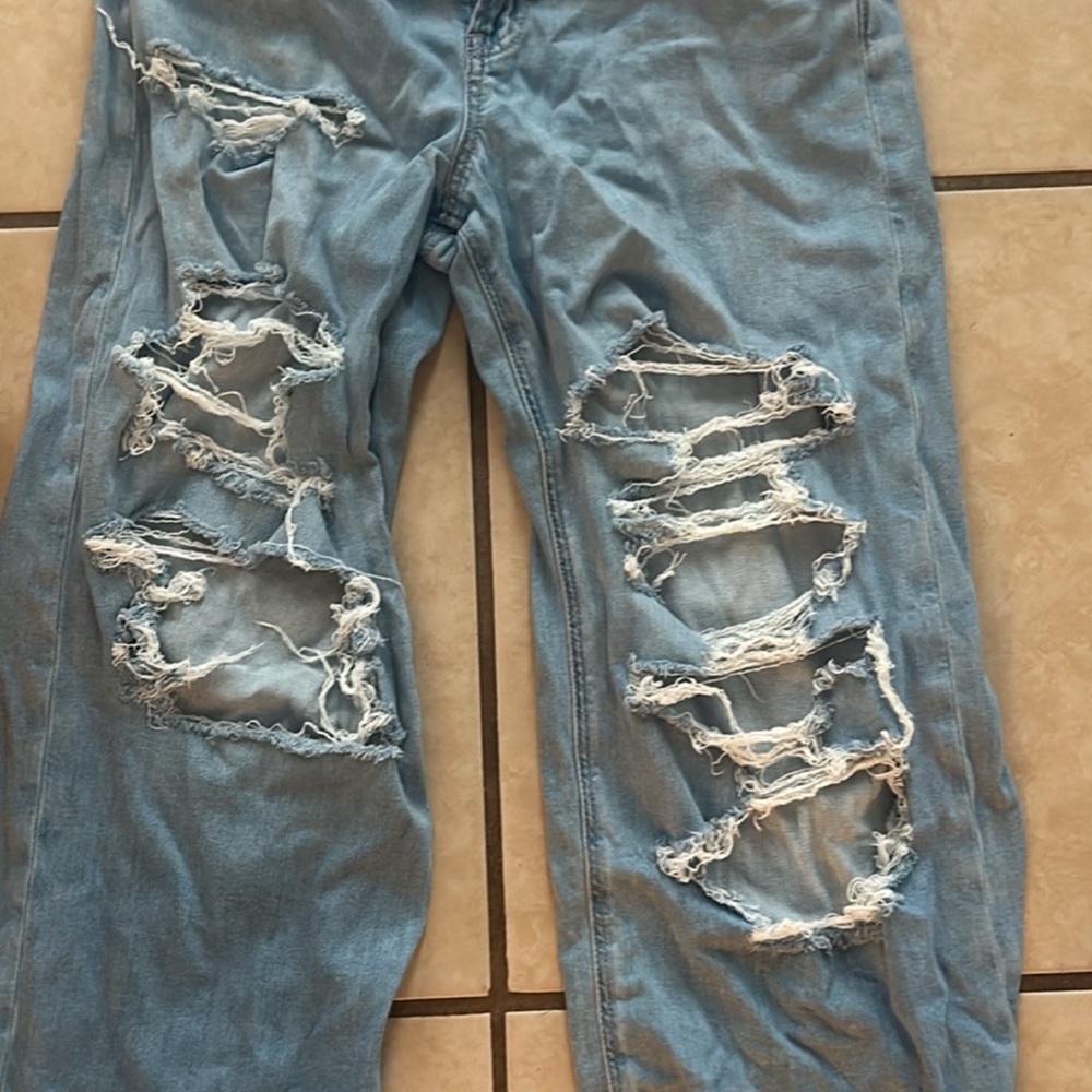 Distressed Blue Jeans